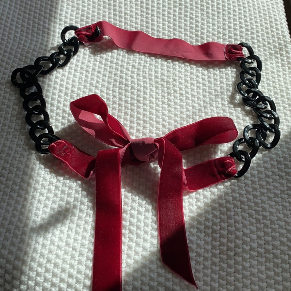 3 for $11 J.Crew burgundy, black ribbon tie belt, unique, velvet, adjustable 🎀